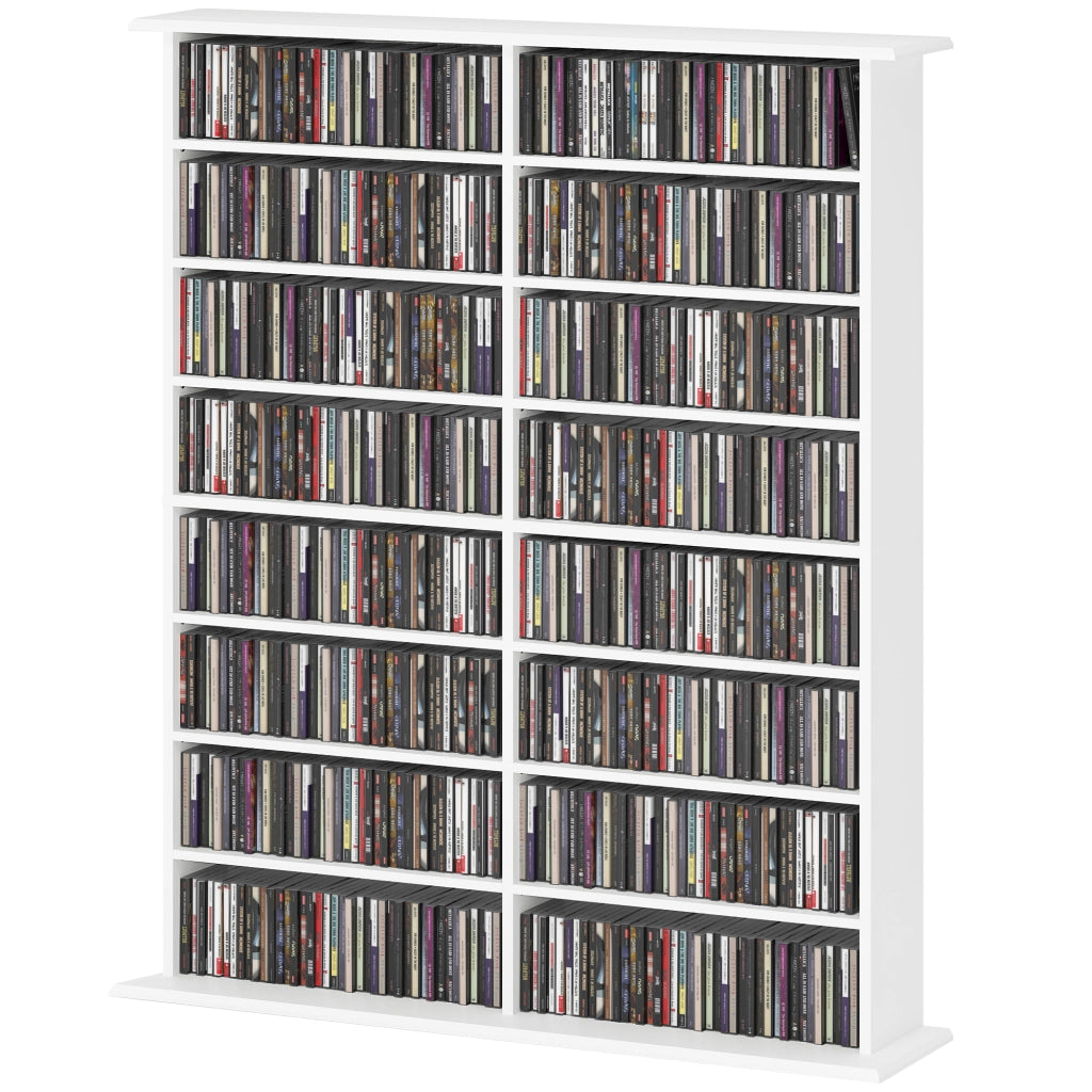 Libreria per CD e DVD con scomparti e ripiani regolabili ¨C Minimal ¨C bianco 16x12