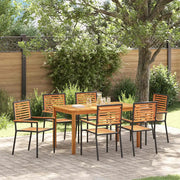 Set da Pranzo per Giardino 7 pcs Nero Legno di Acacia Massello
