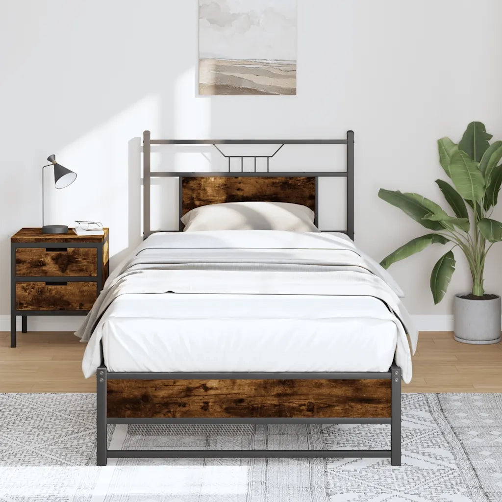 Giroletto senza Materasso-Struttura Letto Rovere Fumo 75x190 cm in Truciolato 143536