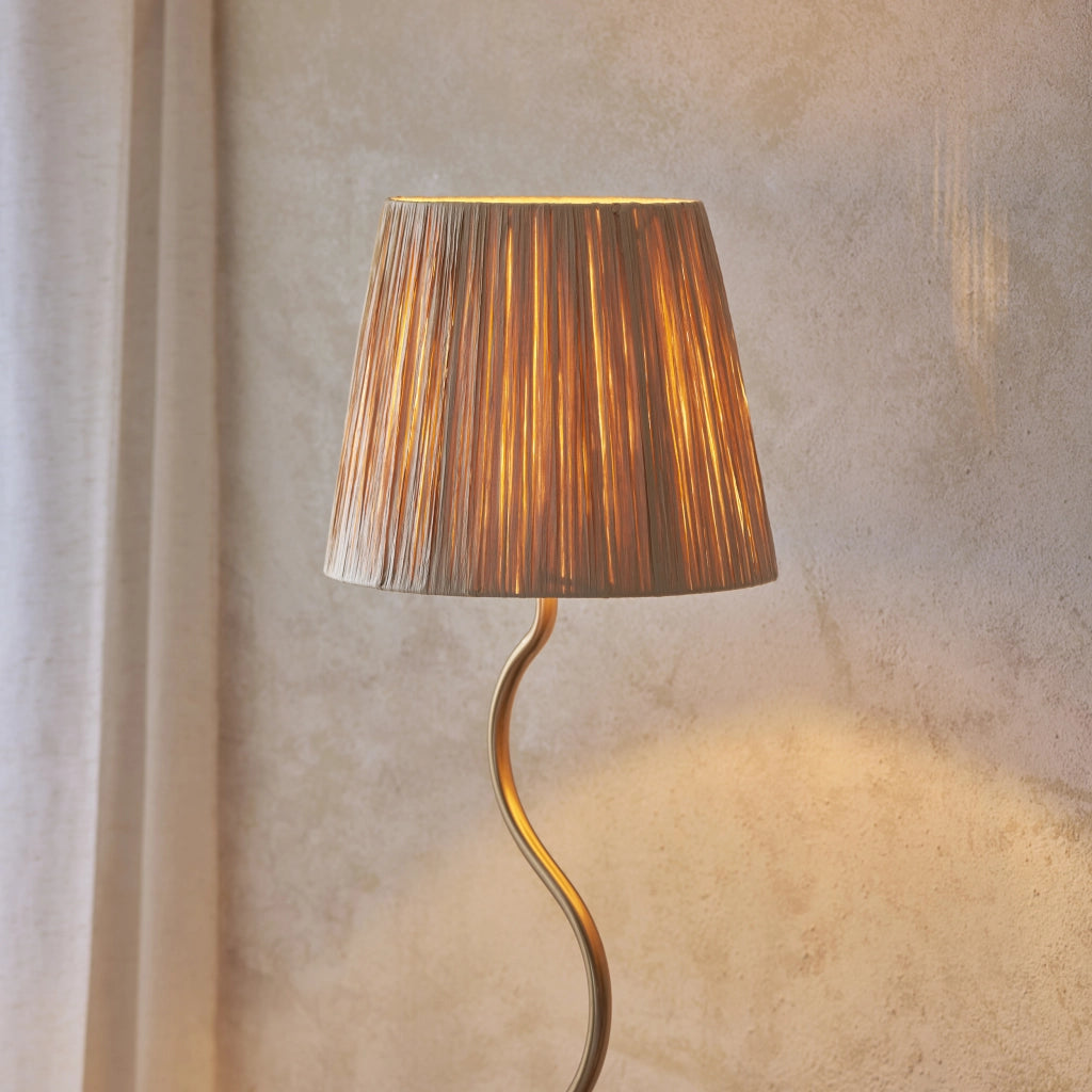 Lampada da terra boho Wriggle ottone rafia E27 Endon