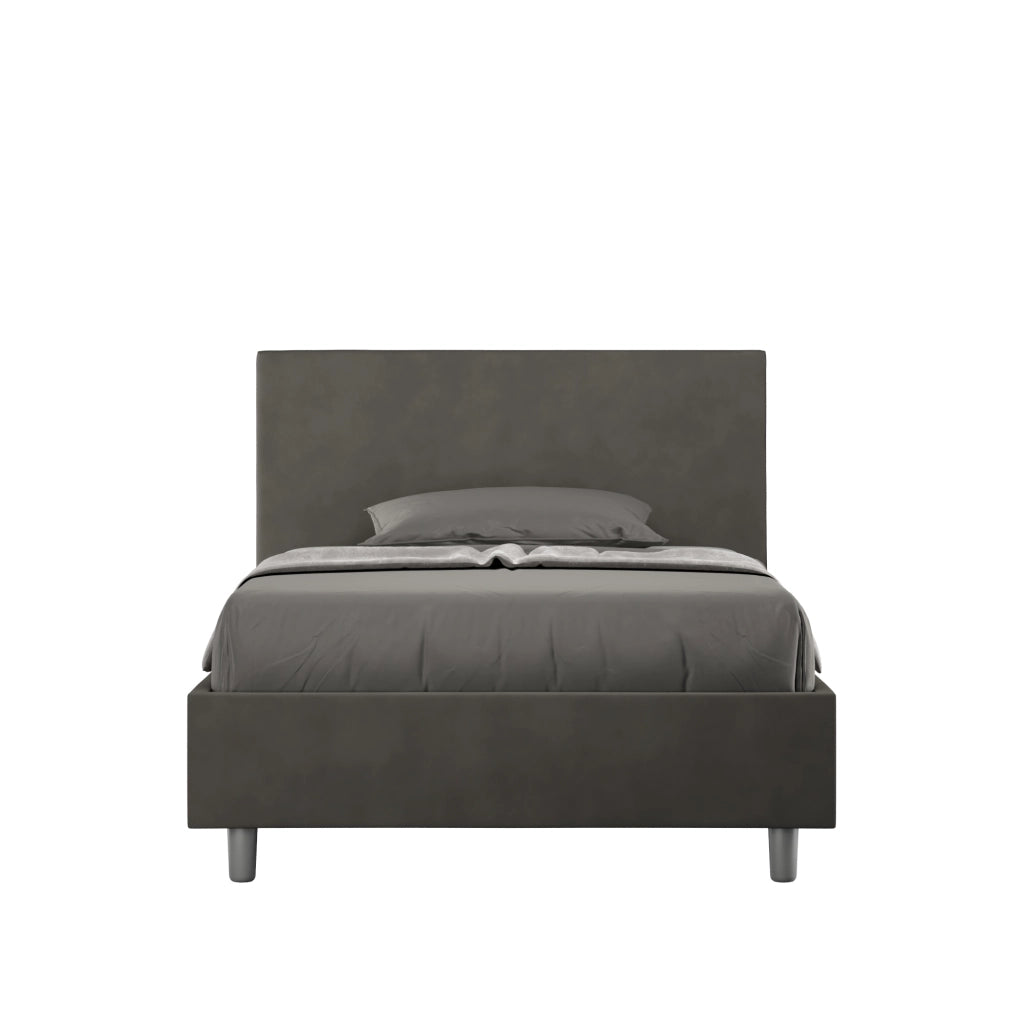 BS COM Letto una piazza e mezza contenitore imbottito 110x190 microfibra grigio