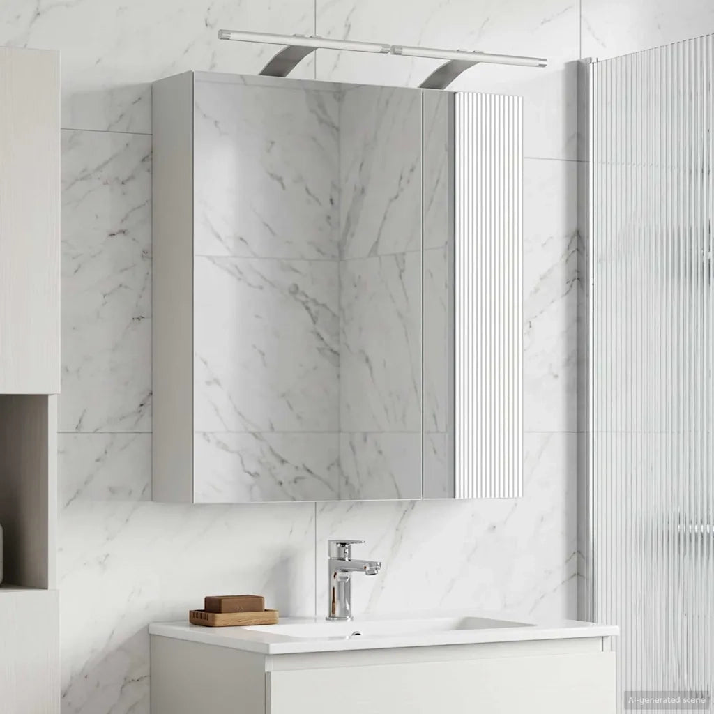 Mobiletto per specchio da bagno Bianco 60 x 14,5 x 70 cm 889063