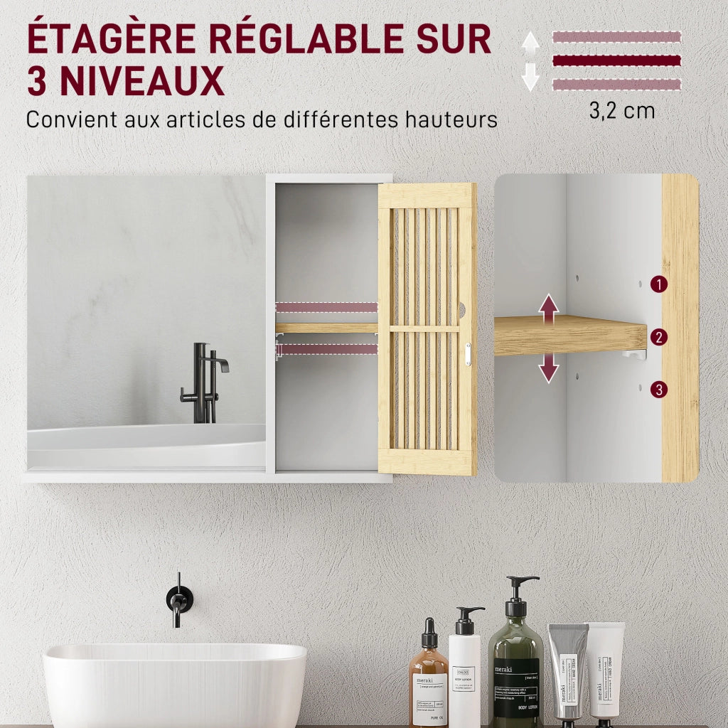 Armadietto da Bagno con Specchio e Ripiani ¨C Minimal ¨C Bianco 60x30x