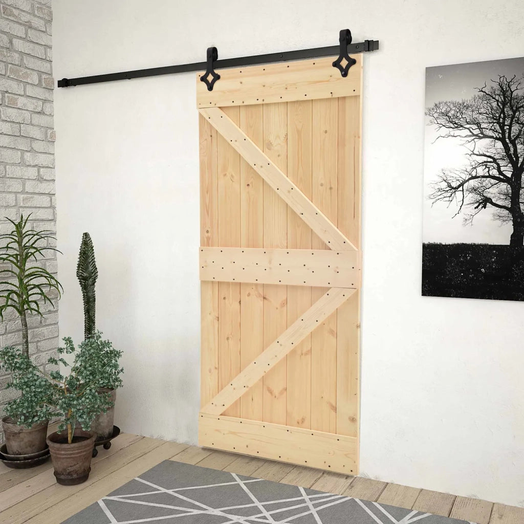 Porta scorrevole Naturale e Nero 100 x 210 cm 3444866