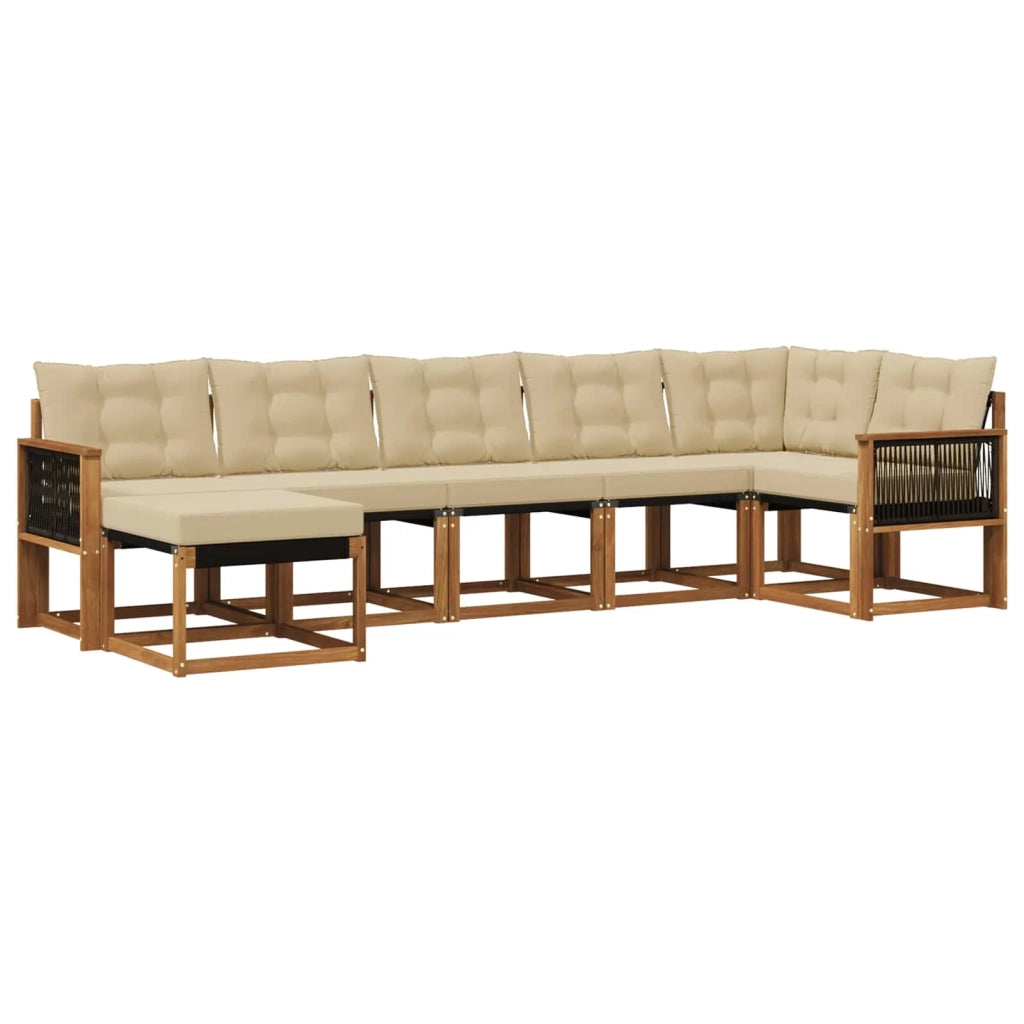 Set di divani da esterno con cuscino 7 pcs Naturale e Beige 3382097