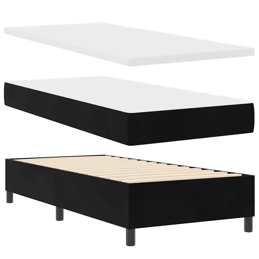 Letto a Sorgente LED con materasso Nero 100 x 200 cm Tessuto