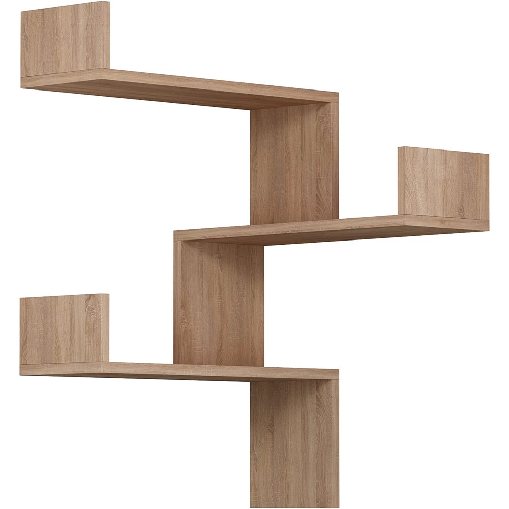 Mensola Scaffale Angolare da Parete 60x22x90 cm 3 Piani Salvaspazio in Legno Quercia