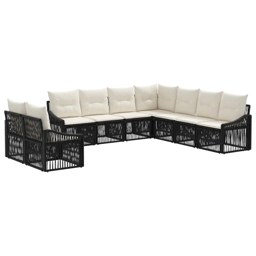 Set Divano da Giardino 9 pz Nero polyrattan 3436045
