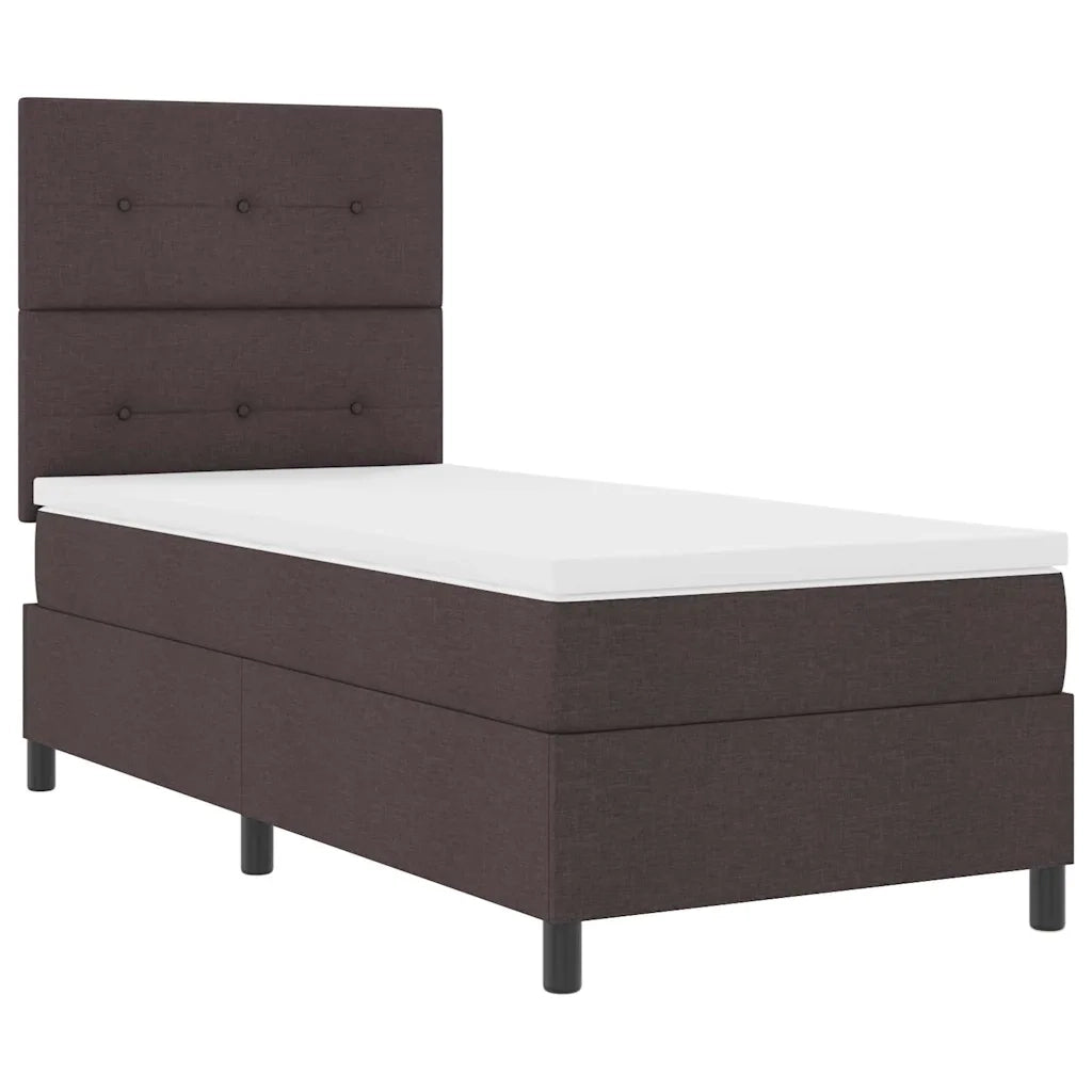 Letto a molle con materasso Marrone scuro 100 x 200 cm Tessuto 3342847