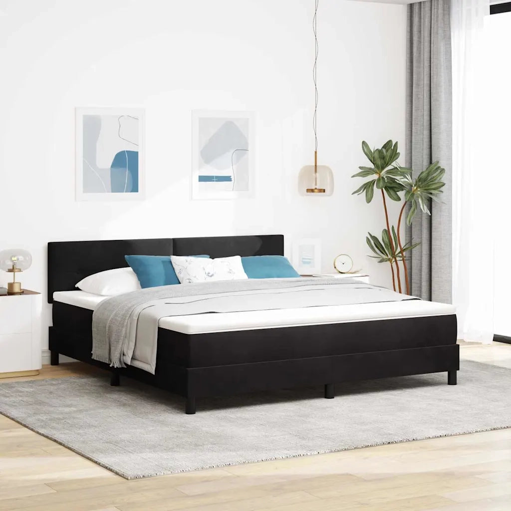 Letto a Sorgente LED con materasso Nero 180 x 200 cm Velluto 3342670