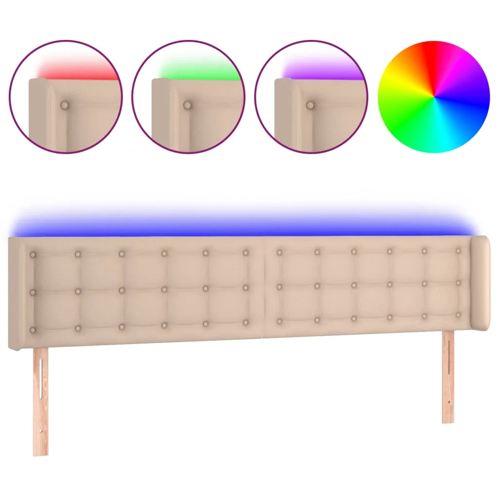 Testiera | Testata Cappuccino a LED 203x16x78/88 cm in Similpelle