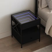 Tavolino da Salotto con LED-Tavolino da soggiorno Nero 40x40x30 cm