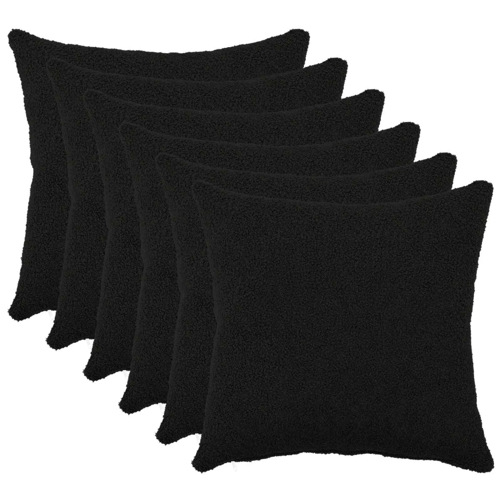 Federa 6 pcs HEERLEN Nero 50 x 50 cm Bouclé 910922
