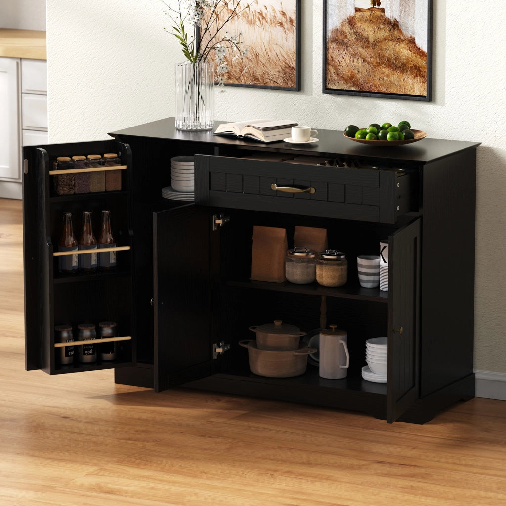 Credenza con 3 Ante e Cassetto ¨C MINIMAL ¨C Nero