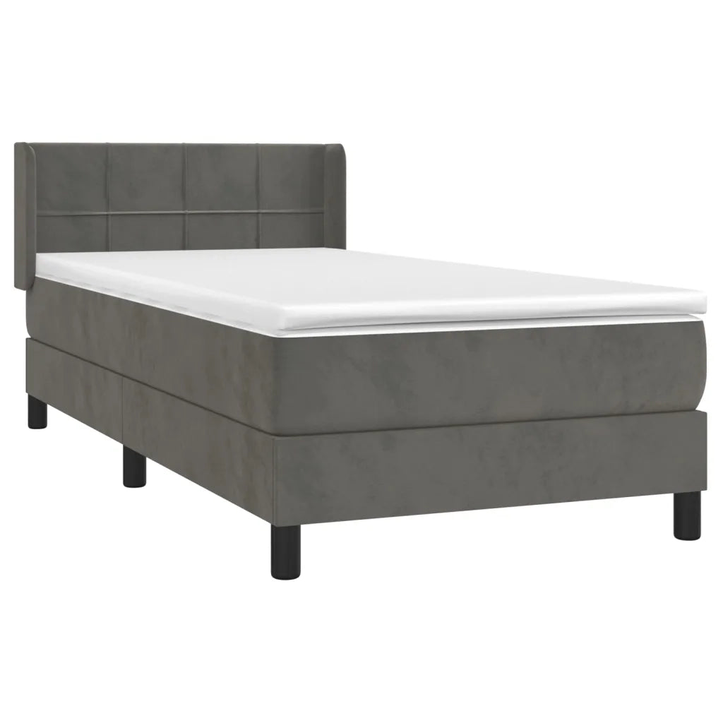 Giroletto a Molle con Materasso Grigio Scuro 90x200 cm Velluto 3130938