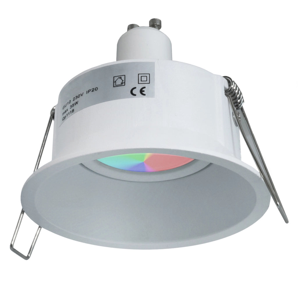 Faretto tondo bianco nero incasso foro 85mm lampadina colorata LED 6W GU10 RGBW 230V luci vetrina bar BIANCO LUCE 3000K