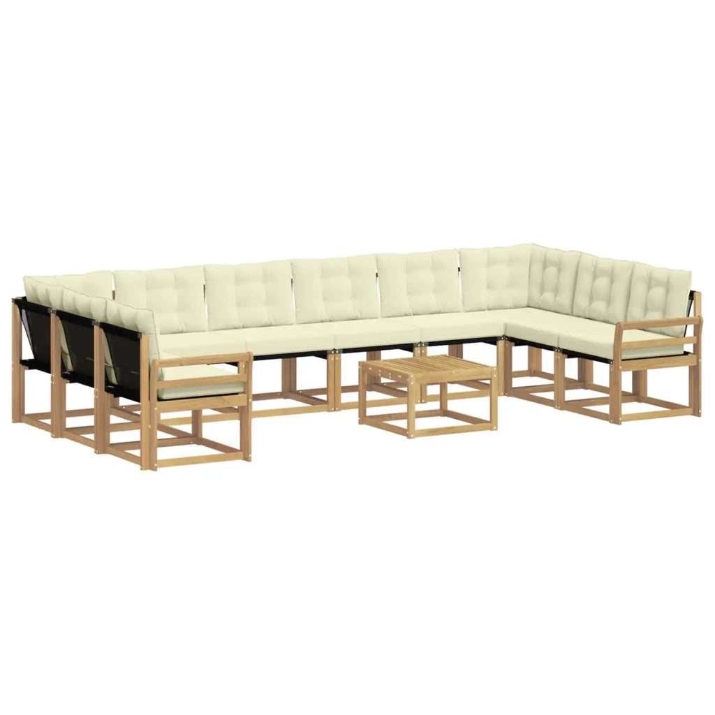 Set di divani da esterno 11 pz Bianco e Crema 3389932