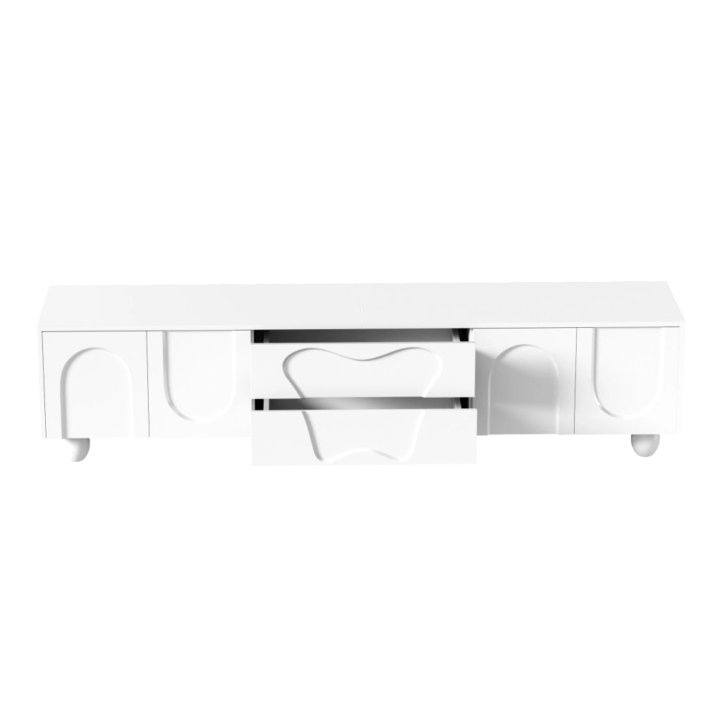 Mobile TV 180 cm con Gambe in Legno ¨C MINIMAL ¨C Bianco, Soggiorno