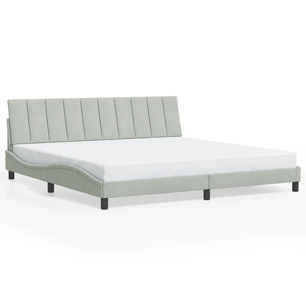 Letto matrimoniale | Letto per adulti | Giroletto senza Materasso Hanko Grigio Chiaro 200x200 cm Velluto