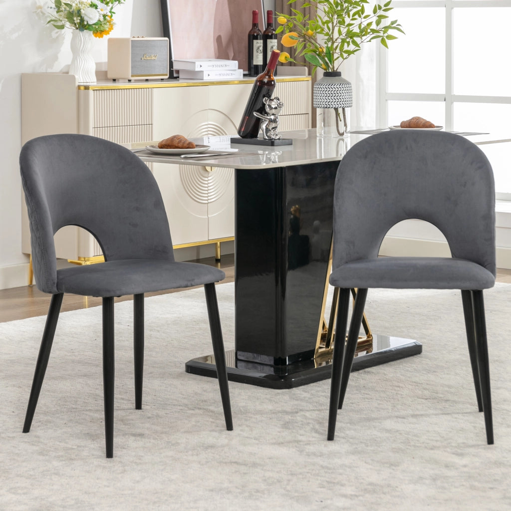 Sedia da pranzo (2 pezzi), sedia di design imbottita con schienale, seduta in velluto, struttura in metallo, piedini regolabili, motivo a rombi sullo