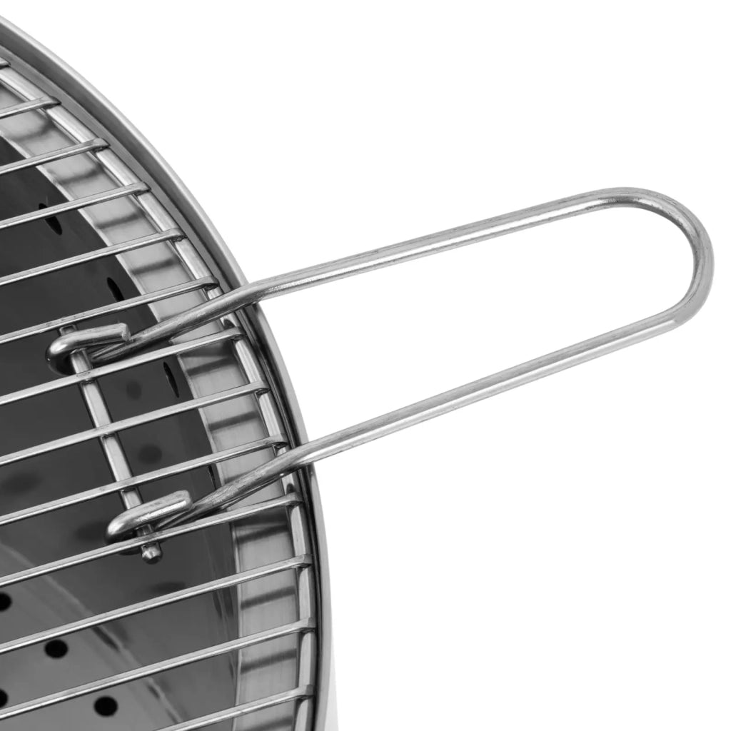 Braciere da esterno in acciaio inox con griglia 55 x 55 x 48 cm acciaio inox PU PVC nero e argento 14_0008436