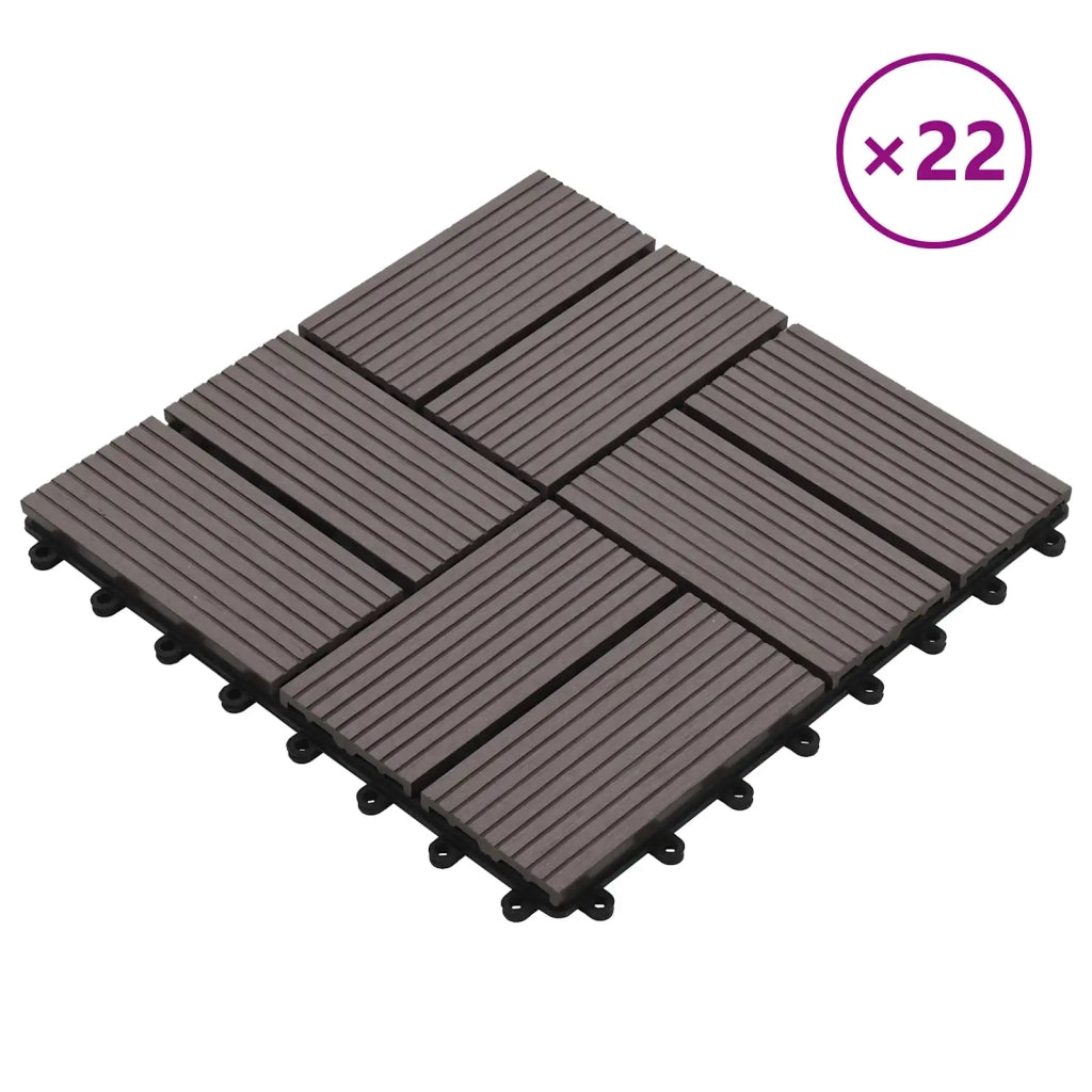 Piastrella per Decking 22 pcs Marrone Scuro 30 x 30 cm WPC 3444841