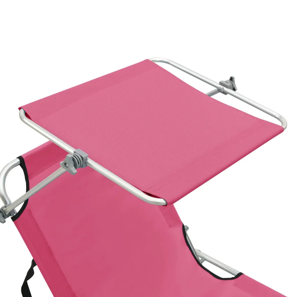 Lettino Prendisole Pieghevole con Baldacchino Rosa in Alluminio 310363