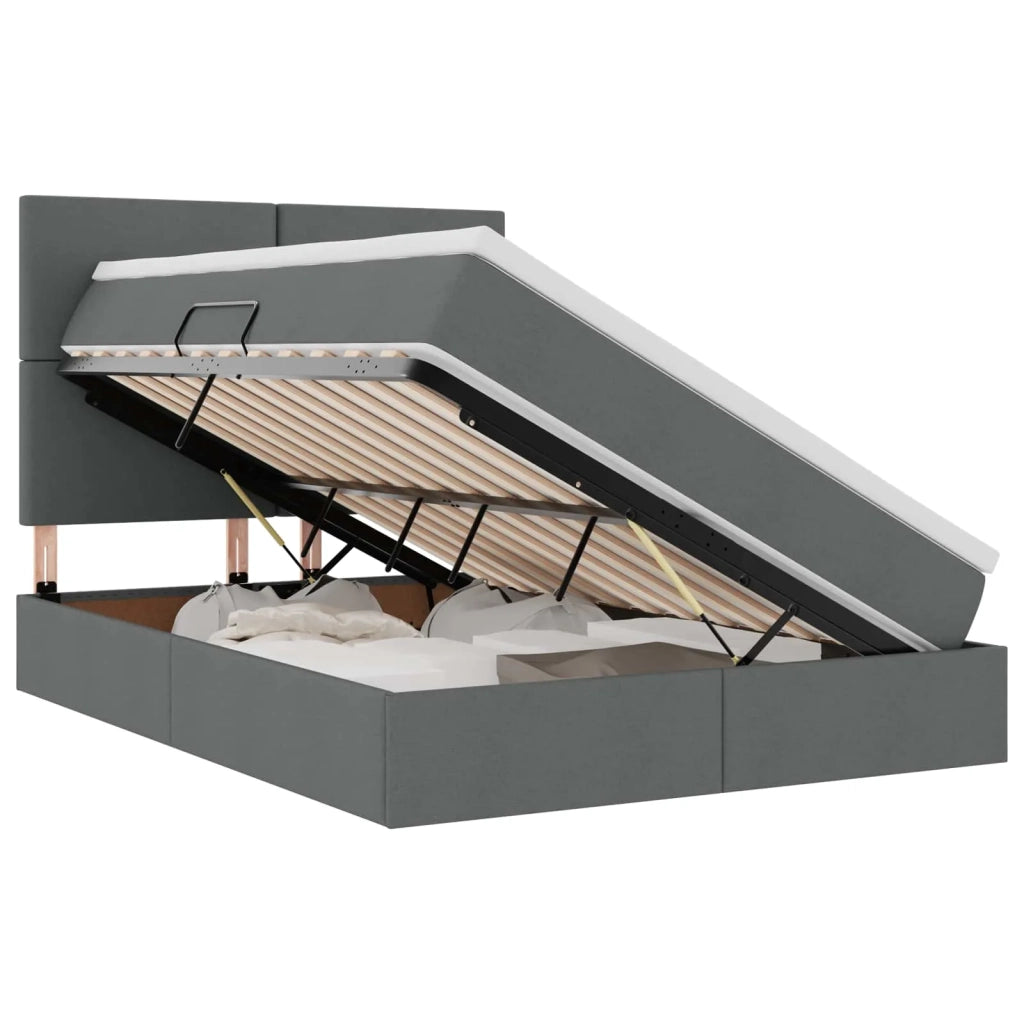 Letto con contenitore e LED con led Grigio scuro 140 x 190 cm 3372352
