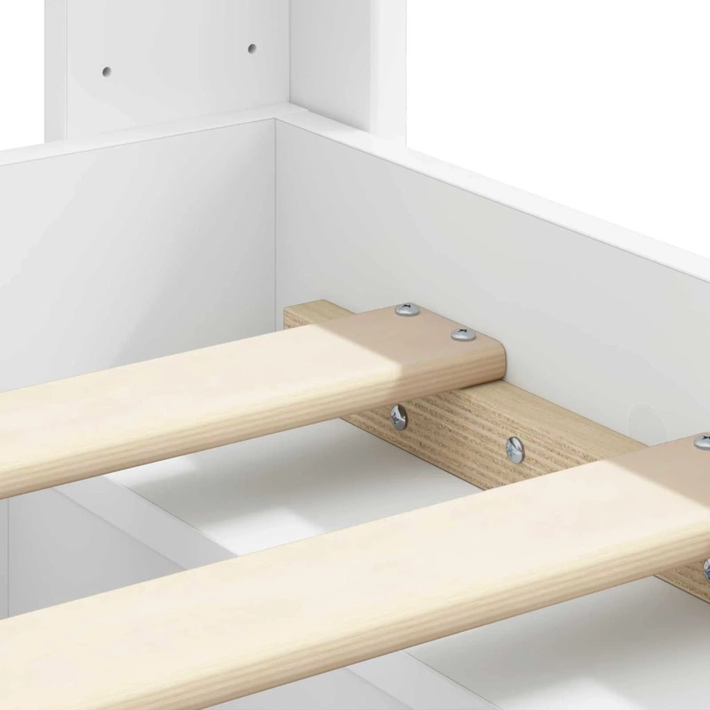 Letto singolo | Letto per adulti | Struttura del letto con stoccaggio e testata Bianco 75 x 190 cm