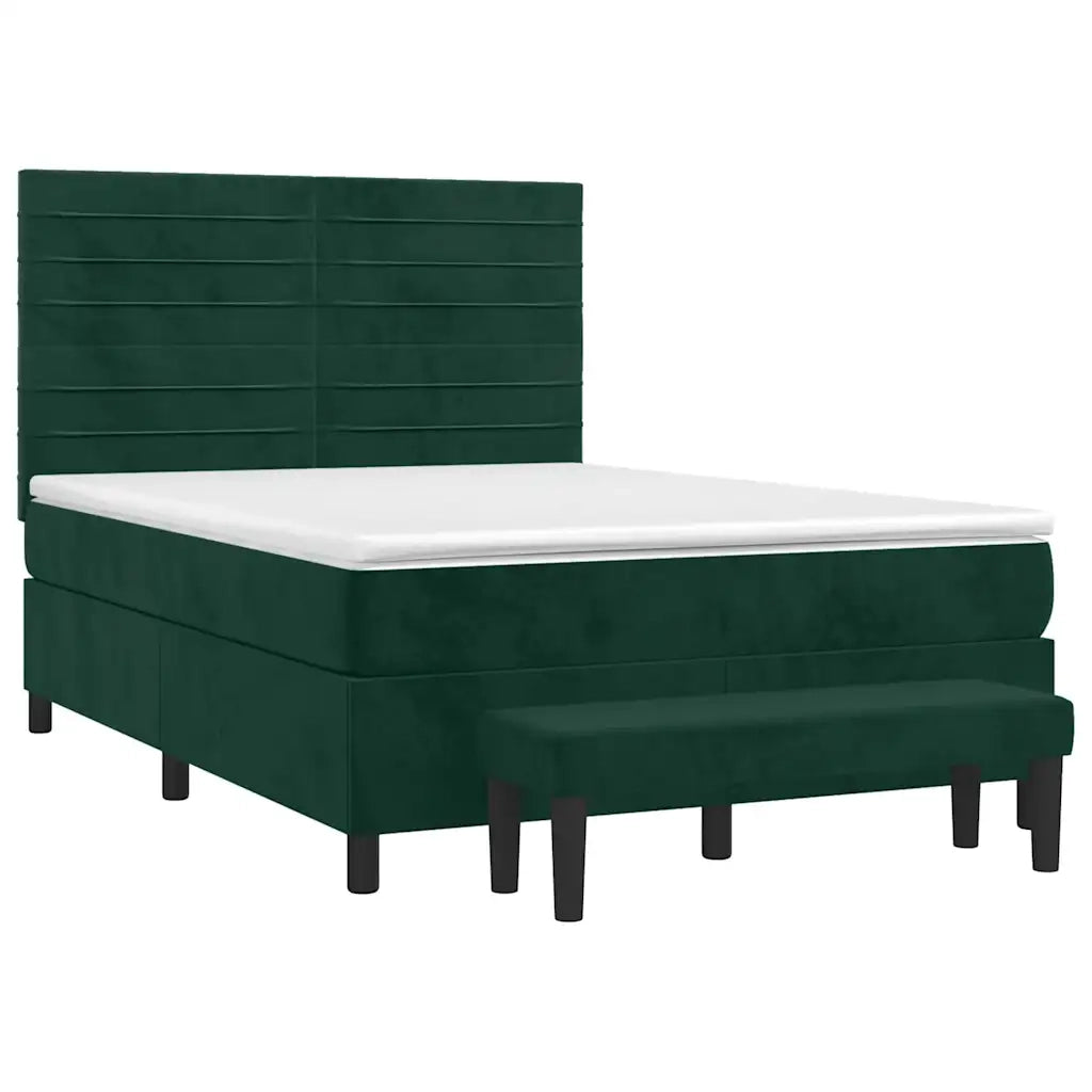 Giroletto a Molle con Materasso Verde Scuro 140x190 cm Velluto 3137902