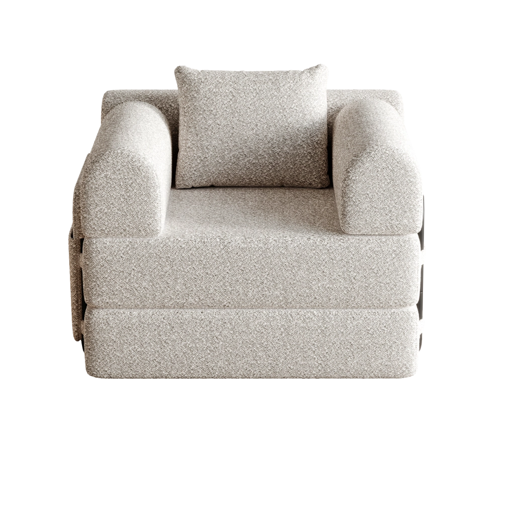 Divano Letto 2 in 1 con Vano Contenitore ¨C MINIMAL ¨C Chenille, Struttura in Metallo
