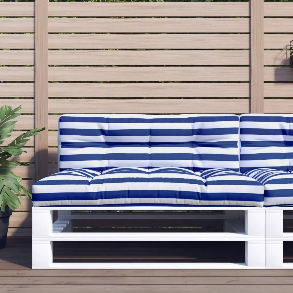 Cuscino per Pallet Strisce Bianche e Blu 120x40x12cm Tessuto 360638