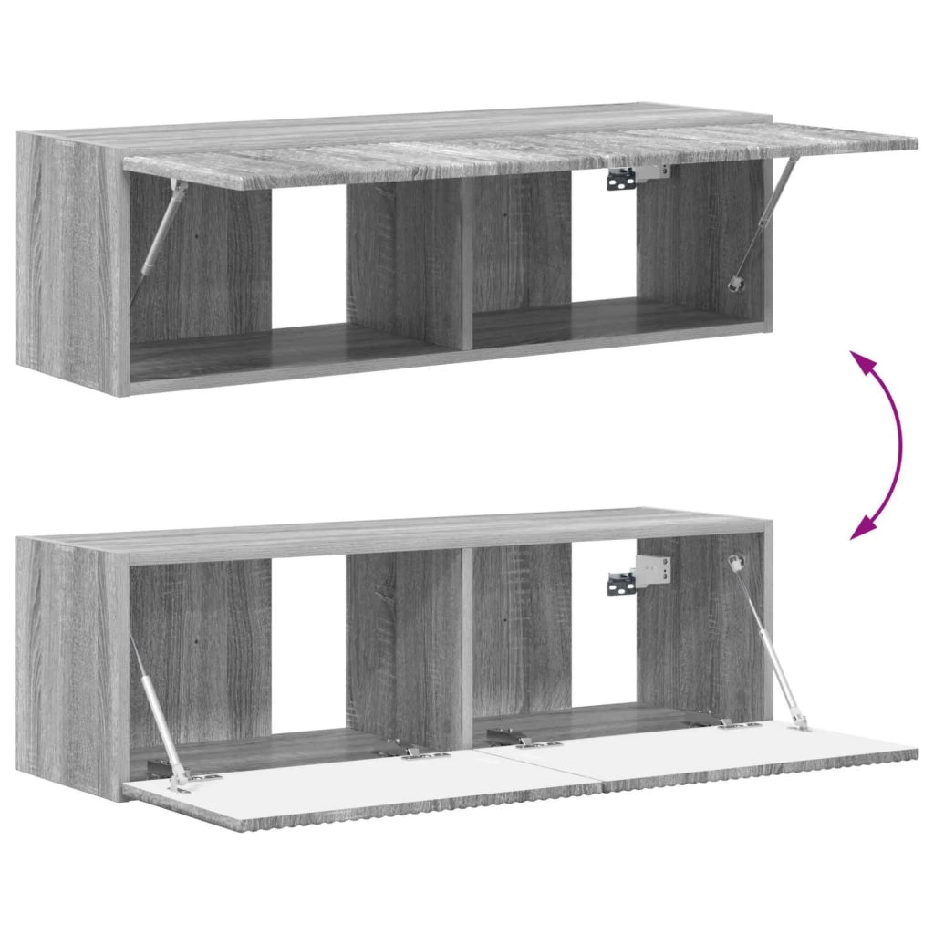 Set di Mobiletto da TV a Parete 4 pz-Credenza per TV sospesa Grigio Sonoma 512058