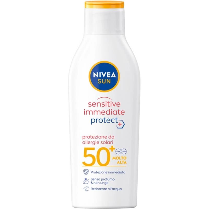 NIVEA SUN PROTEZIONE DA ALLERGIE SOLARI PROTEZIONE IMMEDIATA SENZA PROFUMO E NON UNGE SFP 50+ MOLTO ALTA 200 ML