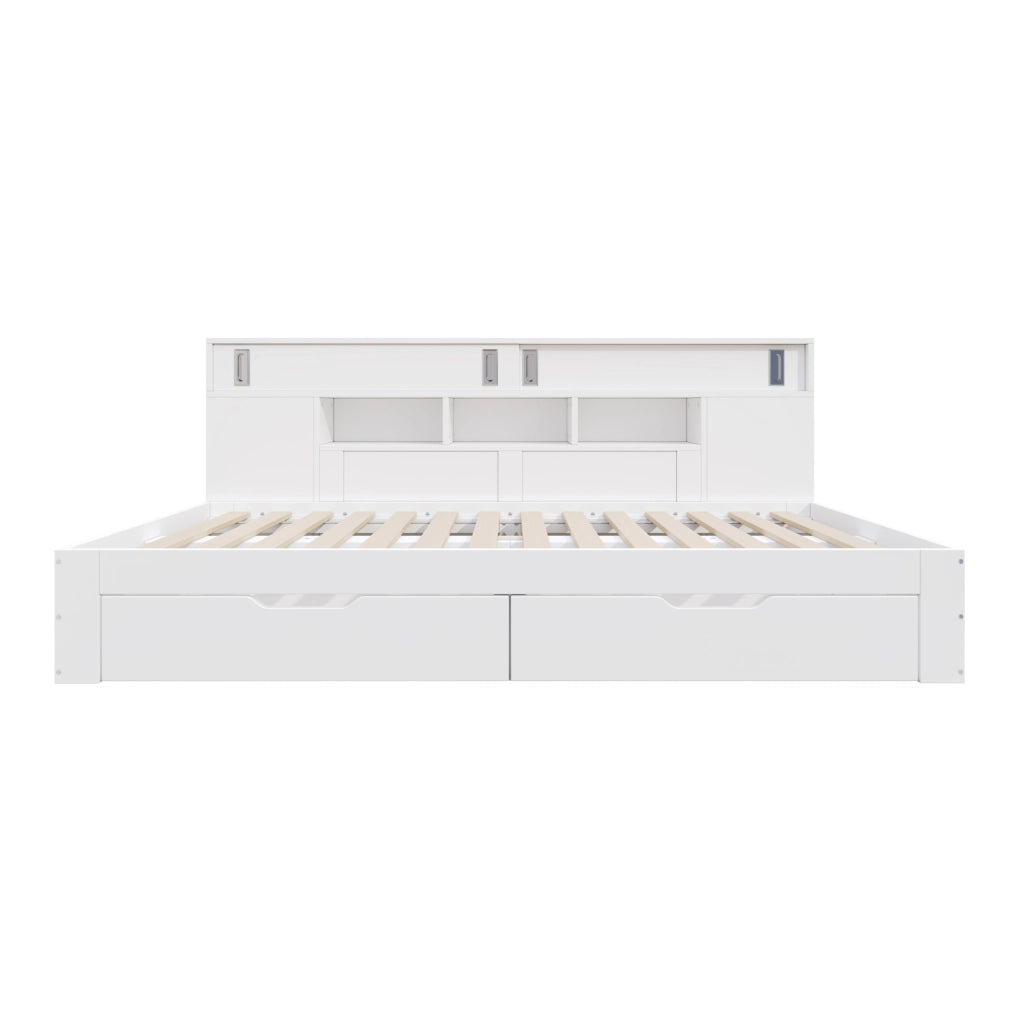Letto giorno singolo 90x190 cm con 2 cassetti; armadio e ripiani; bianco
