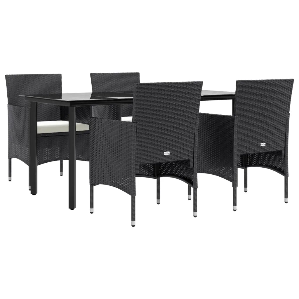 Set da Pranzo da Giardino 5 pz con Cuscini Nero 3156600