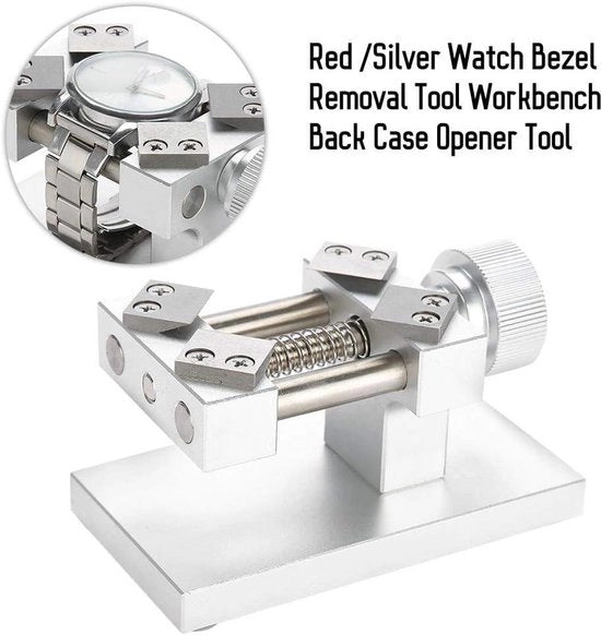 Set di strumenti per la rimozione del pannello orario, set di strumenti per la riparazione (argento), modello: 12345, inclusi: 
- apriporta per l'accesso posteriore
- rimozione del pannello orario
- set di strumenti per la riparazione