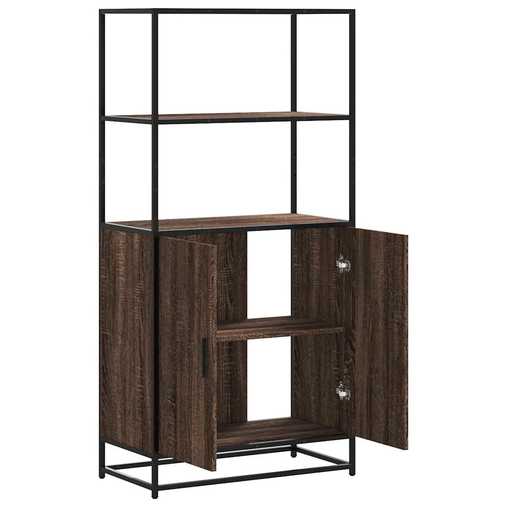 Credenza Rovere Marrone 68x35x139 cm Legno Multistrato Metallo 849053