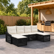 Set Divano da Giardino 6 pz Nero polyrattan 3436084