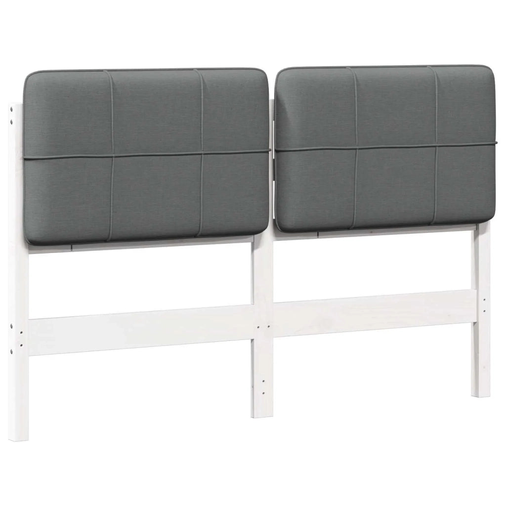 Testiera | Testata imbottita Bianco e grigio chiaro 150 cm Pino massello