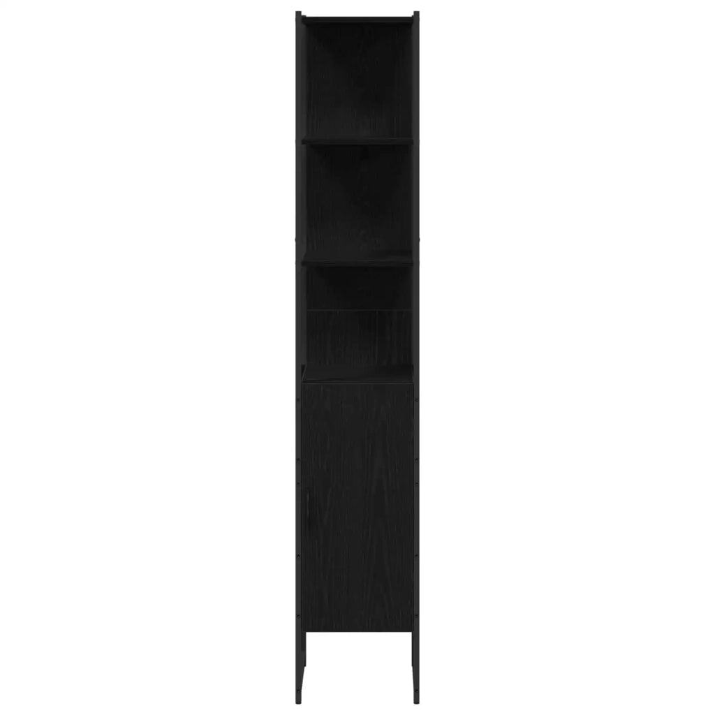 Set di mobili per il Bagno | Armadio da bagno 4 pz Nero Legno multistrato