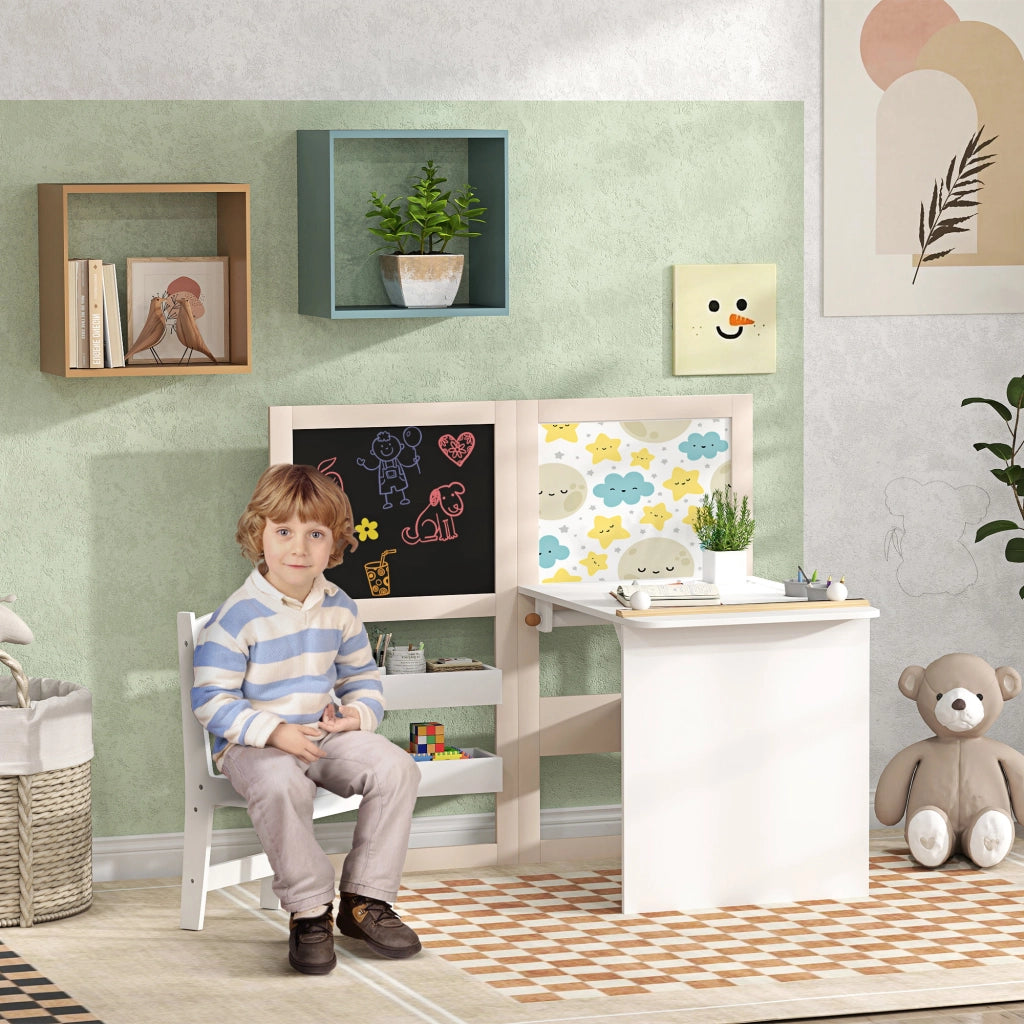 Tavolo bambini pieghevole con sedia ¨C zephmum ¨C bianco