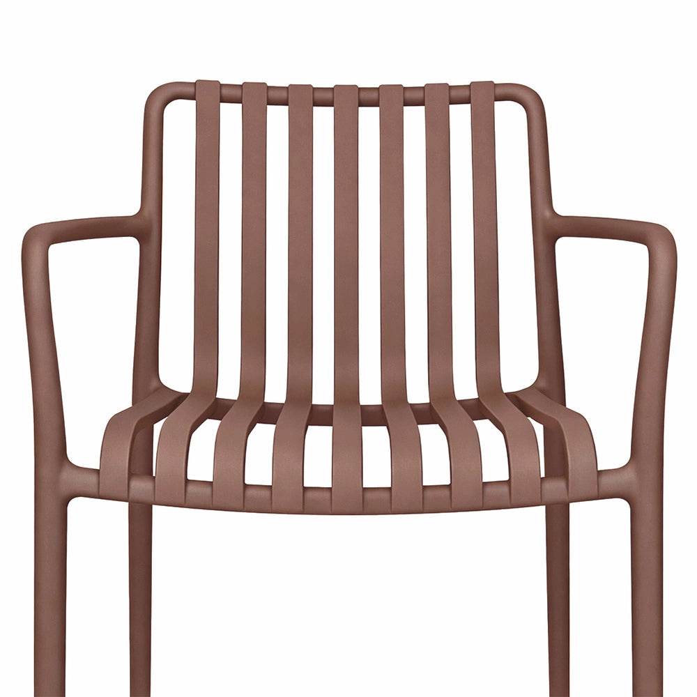 Sedia Iside da esterno in plastica marrone comfort premium con braccioli