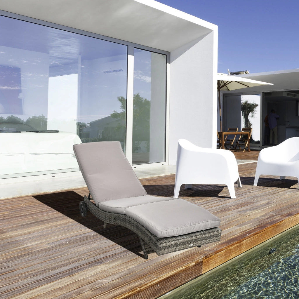 Sdraio da Giardino in Rattan PE ¨C Xylo ¨C Schienale Regolabile, Cuscino, 207x70x70cm, Grigio