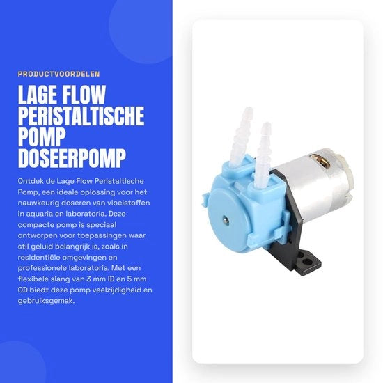 Pompa peristaltica silenziosa - Pompaggio basso flusso - Pompita dosatrice per acquario/laboratorio - Tubo flessibile 3 mm ID - Progettazione compatta 65,58*55,4 mm - Pompita dosatrice