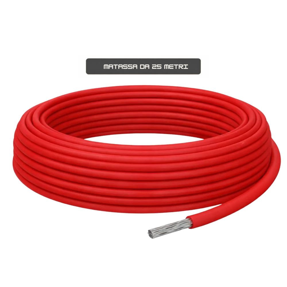 Cavo solare unipolare rosso flessibile 6 mm² per impianti fotovoltaici *** lunghezza metri 25, confezione 1