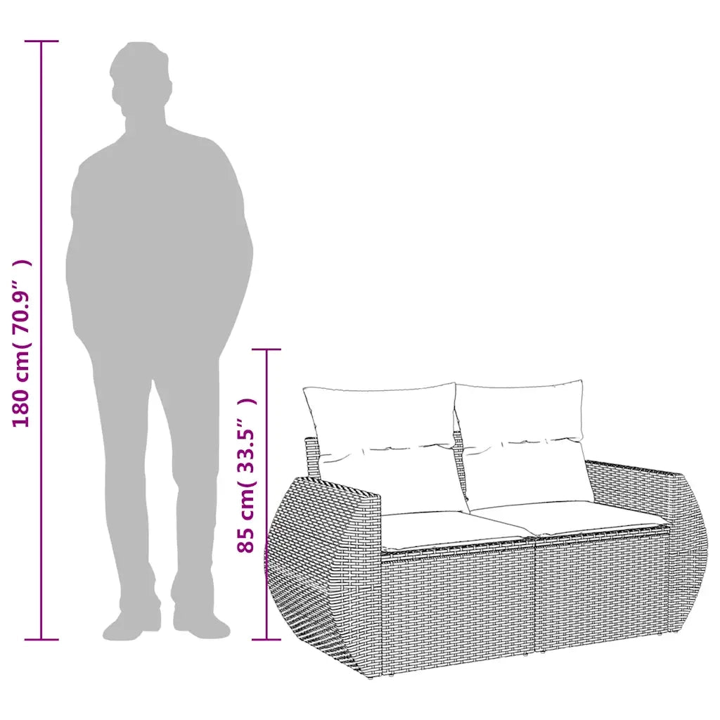 Divano da Giardino con Cuscini 2 Posti-Sofa da Giardino-Divano da esterno Grigio Chiaro Polyrattan 773872