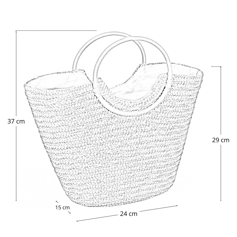 Borsa mare donna Paviera naturale in paglia intrecciata con manici tondi rattan
