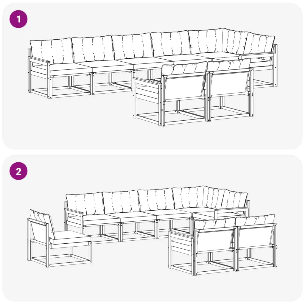 Set di divani da esterno 8 pz Bianco e Grigio Chiaro 3388797