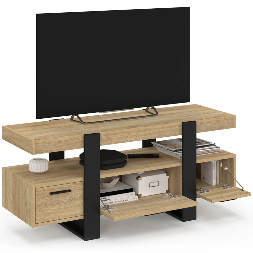 IDMarket - Porta TV PHOENIX legno nero con cassetti